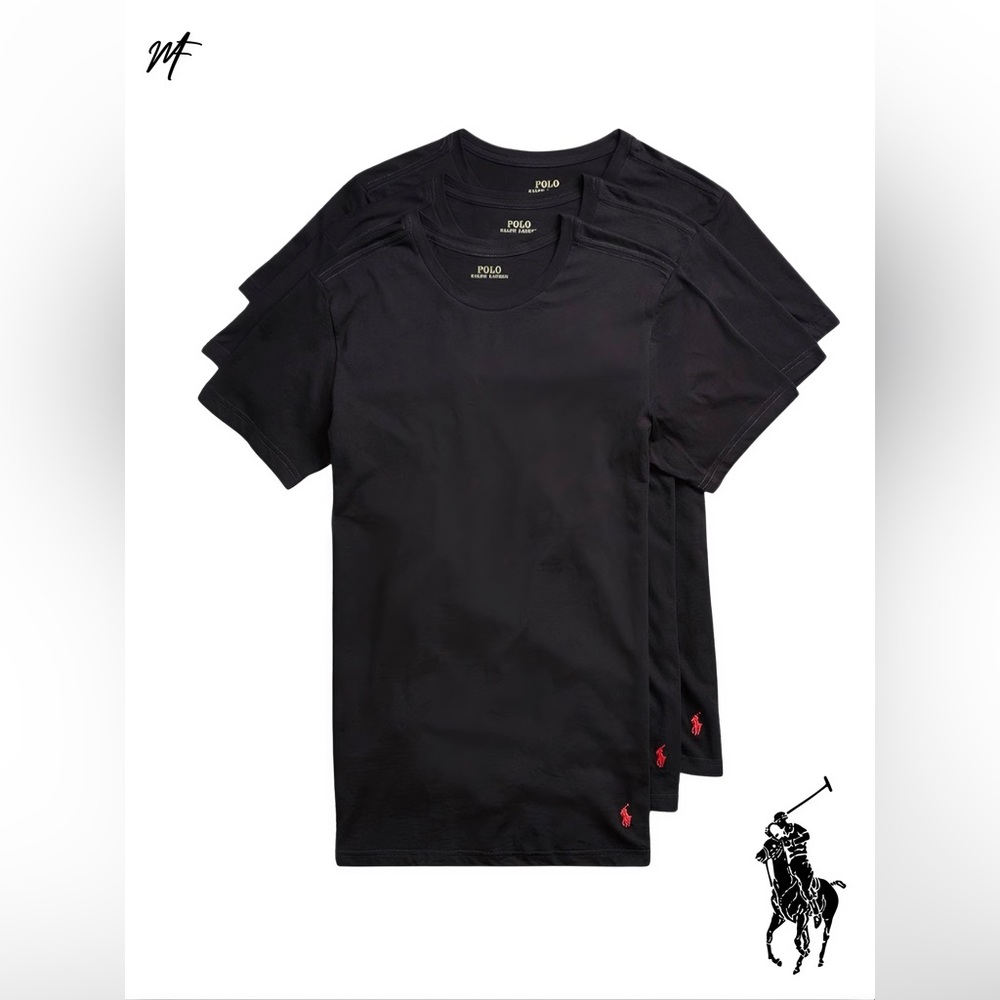 Black classic fit 3 Pack Polo ralph Lauren tees (various sizes)